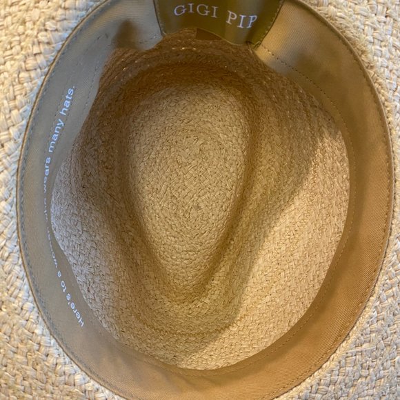Women’s Gigi Pip - Camila Fedora- Natural straw  with Stripes- SZ: S/M (57) Rare main image 7